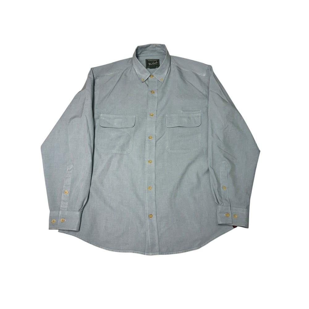 Woolrich Mens Long Sleeve Button‎ Down Shirt Blue Plaid Classic Fit Casual L